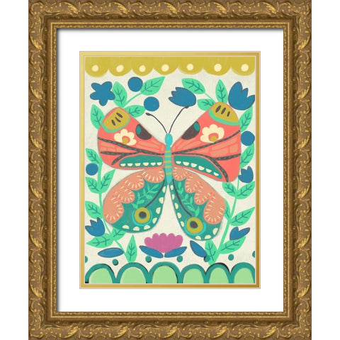 Flutterfly I Gold Ornate Wood Framed Art Print with Double Matting by Zarris, Chariklia