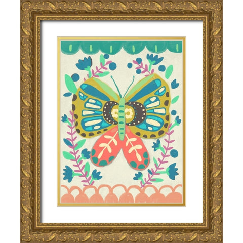 Flutterfly II Gold Ornate Wood Framed Art Print with Double Matting by Zarris, Chariklia