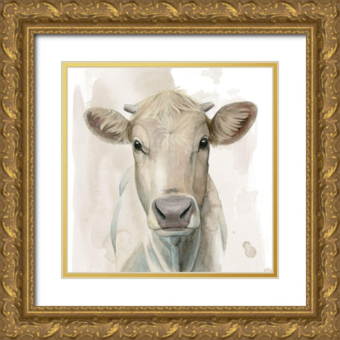 Prairie Bovine I Gold Ornate Wood Framed Art Print with Double Matting by Popp, Grace
