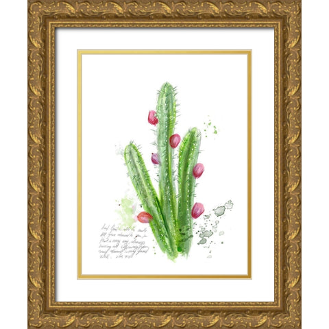 Cactus Verse II Gold Ornate Wood Framed Art Print with Double Matting by Blixt, Ingrid
