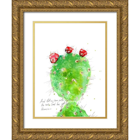 Cactus Verse IV Gold Ornate Wood Framed Art Print with Double Matting by Blixt, Ingrid