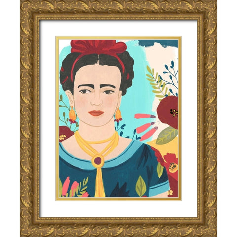 Fridas Garden I Gold Ornate Wood Framed Art Print with Double Matting by Vess, June Erica