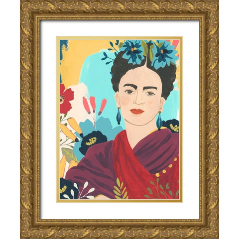 Fridas Garden II Gold Ornate Wood Framed Art Print with Double Matting by Vess, June Erica