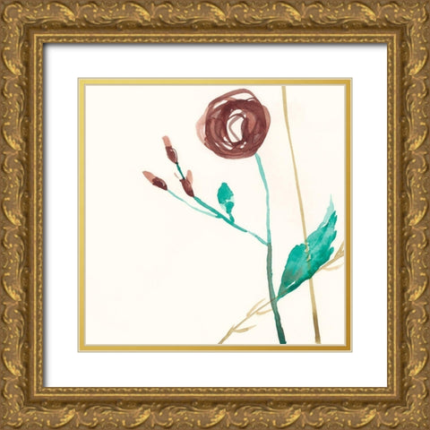 Rosey Posey VII Gold Ornate Wood Framed Art Print with Double Matting by Goldberger, Jennifer
