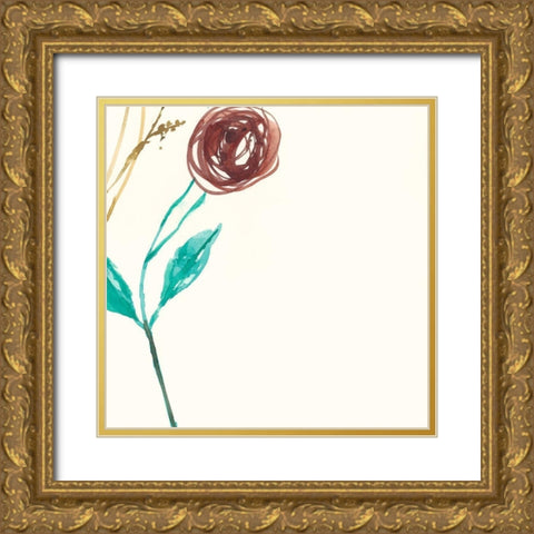 Rosey Posey IX Gold Ornate Wood Framed Art Print with Double Matting by Goldberger, Jennifer