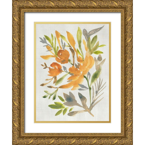 Butterscotch Bouquet I Gold Ornate Wood Framed Art Print with Double Matting by Zarris, Chariklia