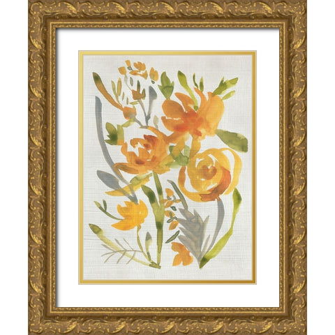 Butterscotch Bouquet II Gold Ornate Wood Framed Art Print with Double Matting by Zarris, Chariklia