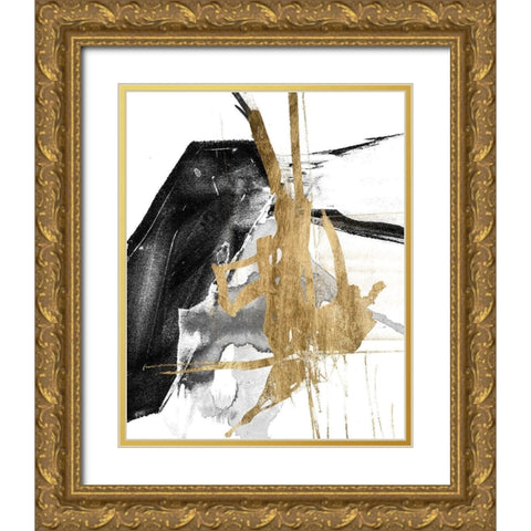 Glam and Black V Gold Ornate Wood Framed Art Print with Double Matting by Goldberger, Jennifer