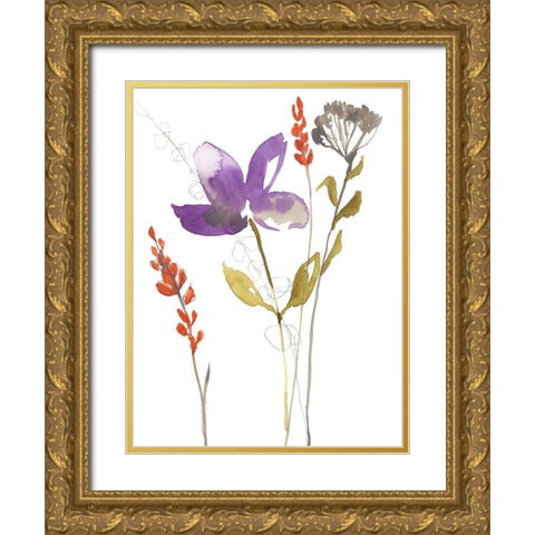 Ultraviolet Bouquet II Gold Ornate Wood Framed Art Print with Double Matting by Goldberger, Jennifer