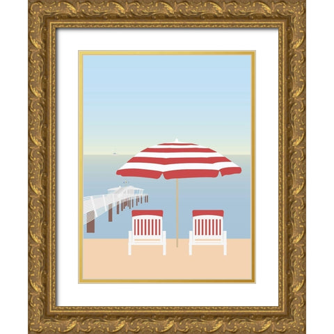 Lido di Camaiore I Gold Ornate Wood Framed Art Print with Double Matting by Soerensen, Gurli