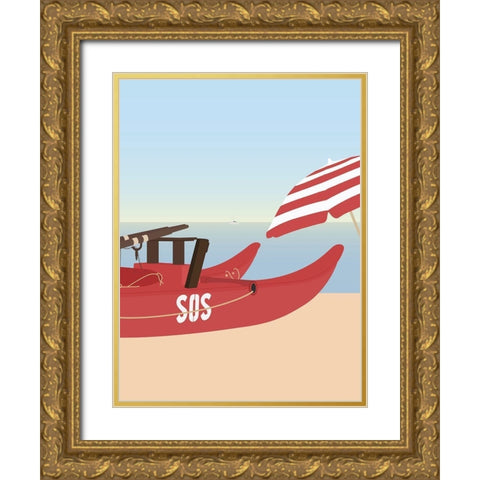 Lido di Camaiore II Gold Ornate Wood Framed Art Print with Double Matting by Soerensen, Gurli