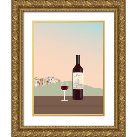 Tuscan Wine II Gold Ornate Wood Framed Art Print with Double Matting by Soerensen, Gurli