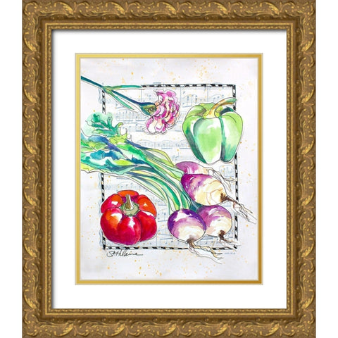 Kitchen Veggies I Gold Ornate Wood Framed Art Print with Double Matting by St. Hilaire, Elizabeth