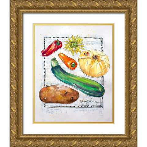 Kitchen Veggies II Gold Ornate Wood Framed Art Print with Double Matting by St. Hilaire, Elizabeth