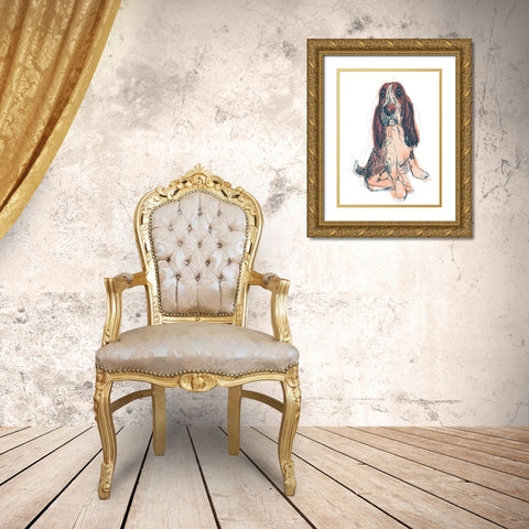Dog Portrait--Ajax Gold Ornate Wood Framed Art Print with Double Matting by Vess, June Erica