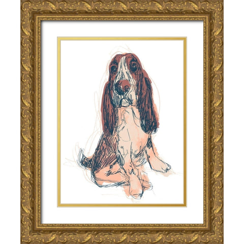 Dog Portrait--Ajax Gold Ornate Wood Framed Art Print with Double Matting by Vess, June Erica
