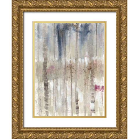 Subtle Birchline I Gold Ornate Wood Framed Art Print with Double Matting by Goldberger, Jennifer