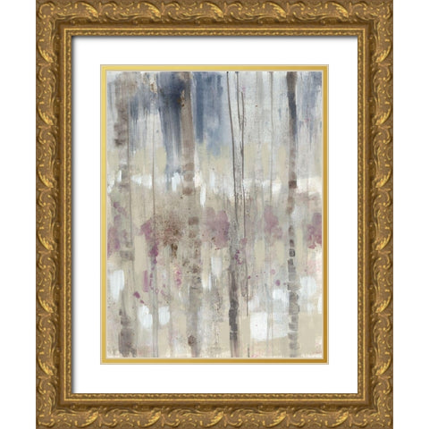 Subtle Birchline II Gold Ornate Wood Framed Art Print with Double Matting by Goldberger, Jennifer