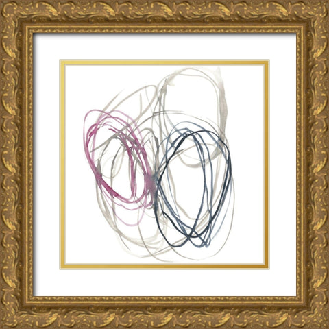 Magenta Rounds I Gold Ornate Wood Framed Art Print with Double Matting by Goldberger, Jennifer