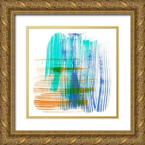 Color Swipe IV Gold Ornate Wood Framed Art Print with Double Matting by Chandler, Sharon
