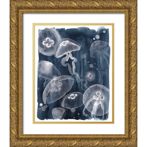 Moon Jellies I Gold Ornate Wood Framed Art Print with Double Matting by Popp, Grace