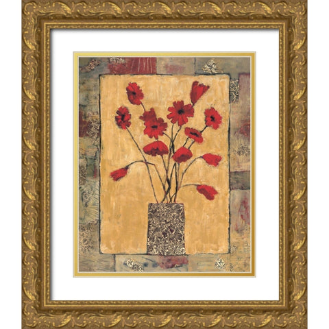 Blooms in Border III Gold Ornate Wood Framed Art Print with Double Matting by Bagnato, Judi