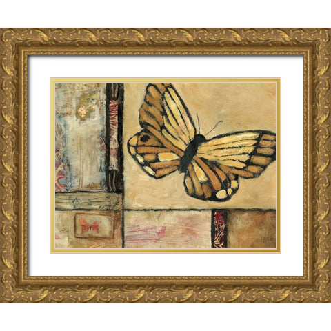 Butterfly in Border II Gold Ornate Wood Framed Art Print with Double Matting by Bagnato, Judi