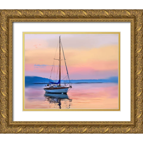 Sailing Portrait I Gold Ornate Wood Framed Art Print with Double Matting by Kalina, Emily