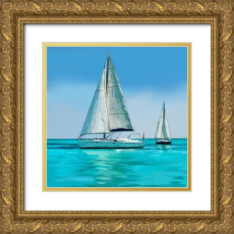 Sailing Portrait IV Gold Ornate Wood Framed Art Print with Double Matting by Kalina, Emily