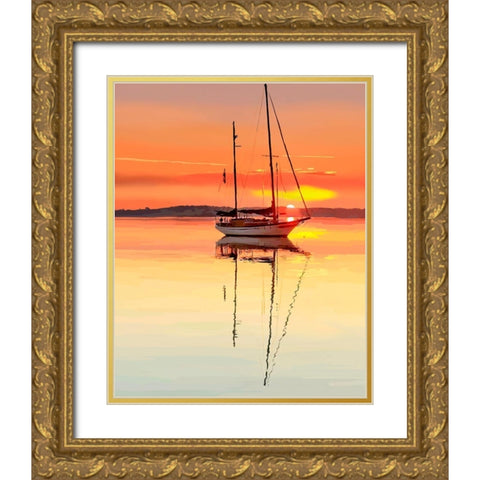 Sailing Portrait V Gold Ornate Wood Framed Art Print with Double Matting by Kalina, Emily