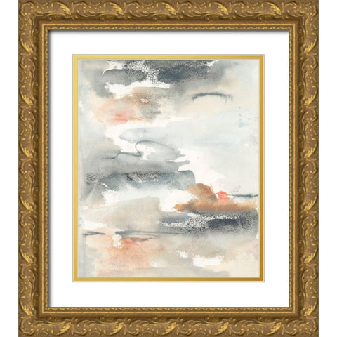 Lily Pad Impressions I Gold Ornate Wood Framed Art Print with Double Matting by Combs, Joyce