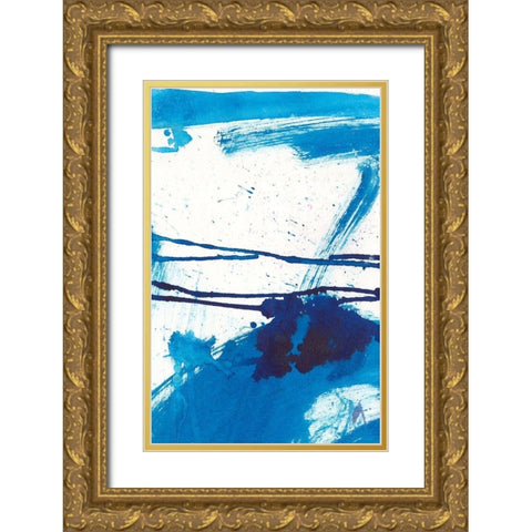 Blue Mystic I Gold Ornate Wood Framed Art Print with Double Matting by Combs, Joyce