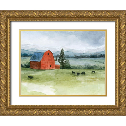 Valley Herd II Gold Ornate Wood Framed Art Print with Double Matting by Popp, Grace