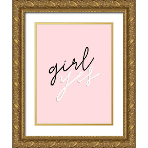 GRL PWR V Gold Ornate Wood Framed Art Print with Double Matting by Hambly, Anna