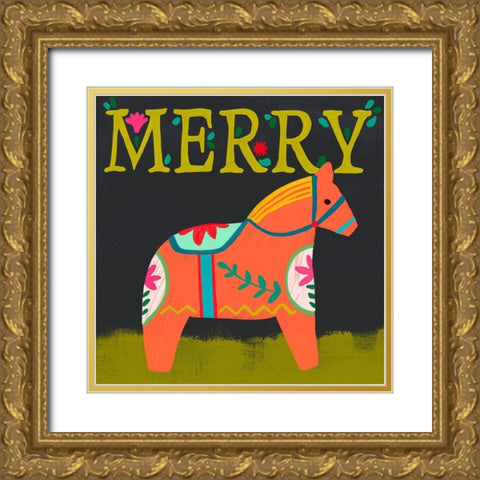 Nordic Joy III Gold Ornate Wood Framed Art Print with Double Matting by Vess, June Erica