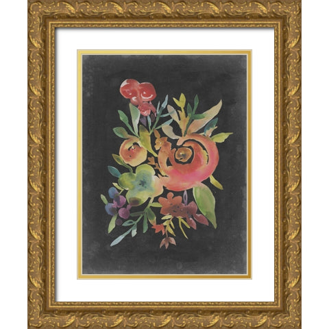 Velvet Floral I Gold Ornate Wood Framed Art Print with Double Matting by Zarris, Chariklia