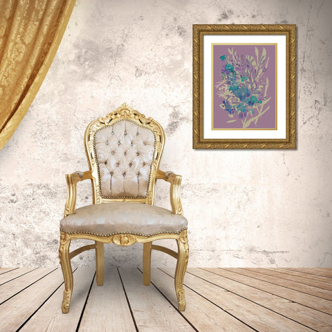 Slate Flowers on Mauve I Gold Ornate Wood Framed Art Print with Double Matting by Zarris, Chariklia