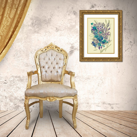 Slate Flowers on Cream I Gold Ornate Wood Framed Art Print with Double Matting by Zarris, Chariklia