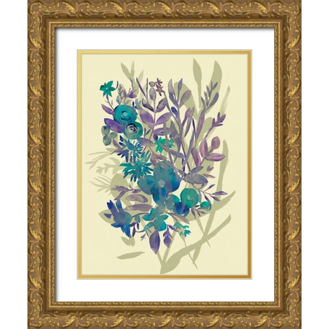 Slate Flowers on Cream I Gold Ornate Wood Framed Art Print with Double Matting by Zarris, Chariklia