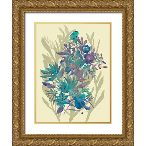 Slate Flowers on Cream II Gold Ornate Wood Framed Art Print with Double Matting by Zarris, Chariklia