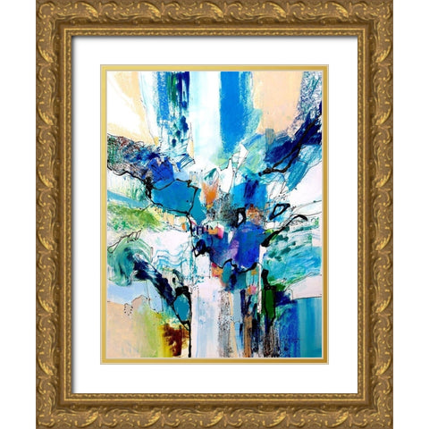 Blue and Green II Gold Ornate Wood Framed Art Print with Double Matting by Gardner, Jennifer