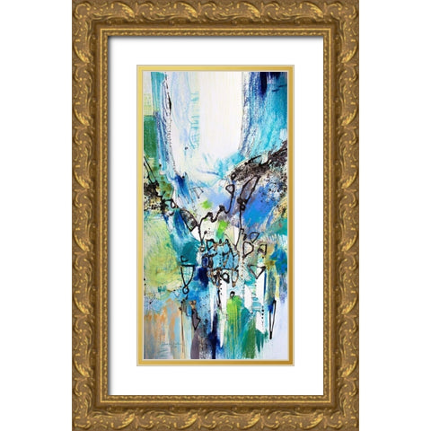 Blue and Green III Gold Ornate Wood Framed Art Print with Double Matting by Gardner, Jennifer