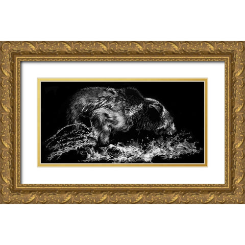 Theres a Fish Here Gold Ornate Wood Framed Art Print with Double Matting by Chapman, Julie T.