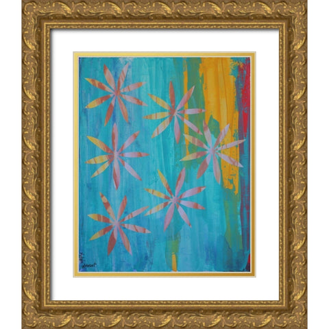 Stained Glass Blooms I Gold Ornate Wood Framed Art Print with Double Matting by Avondet, Natalie
