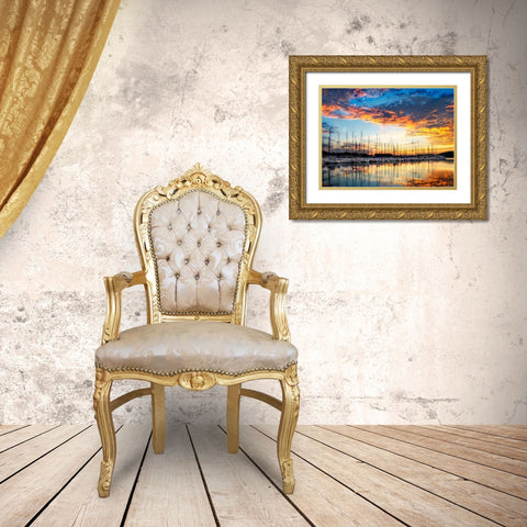 Lake Gold Ornate Wood Framed Art Print with Double Matting by PHBurchett