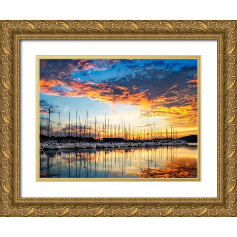 Lake Gold Ornate Wood Framed Art Print with Double Matting by PHBurchett