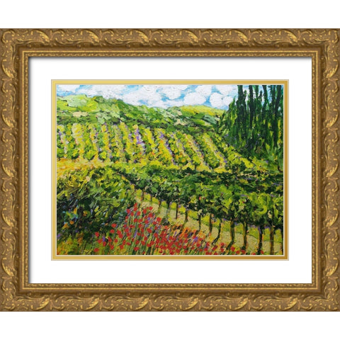 Mountain Vineyard Gold Ornate Wood Framed Art Print with Double Matting by Friedlander, Allan
