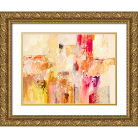 Red And Gold Abstract II Gold Ornate Wood Framed Art Print with Double Matting by Gardner, Jennifer