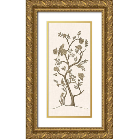 Sepia Chinoiserie II Gold Ornate Wood Framed Art Print with Double Matting by Zarris, Chariklia