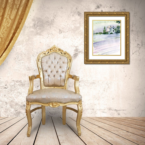 Lavender Fields II Gold Ornate Wood Framed Art Print with Double Matting by Parker, Jennifer Paxton